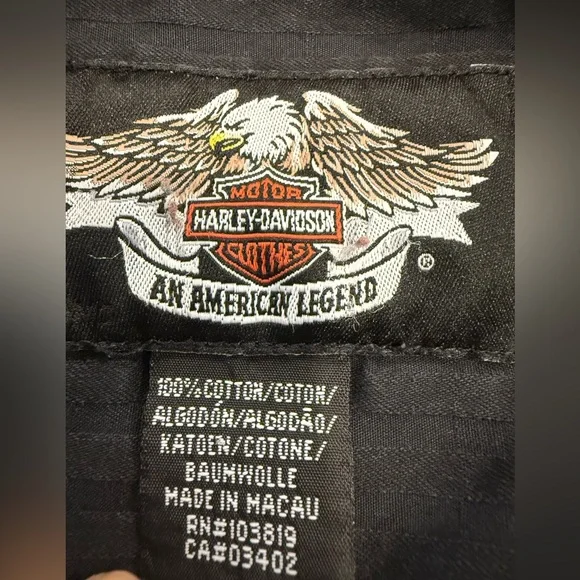 Harley-Davidson Vintage Washed Black Button Up Shirt Big Back Logo Size S - Picture 6 of 9